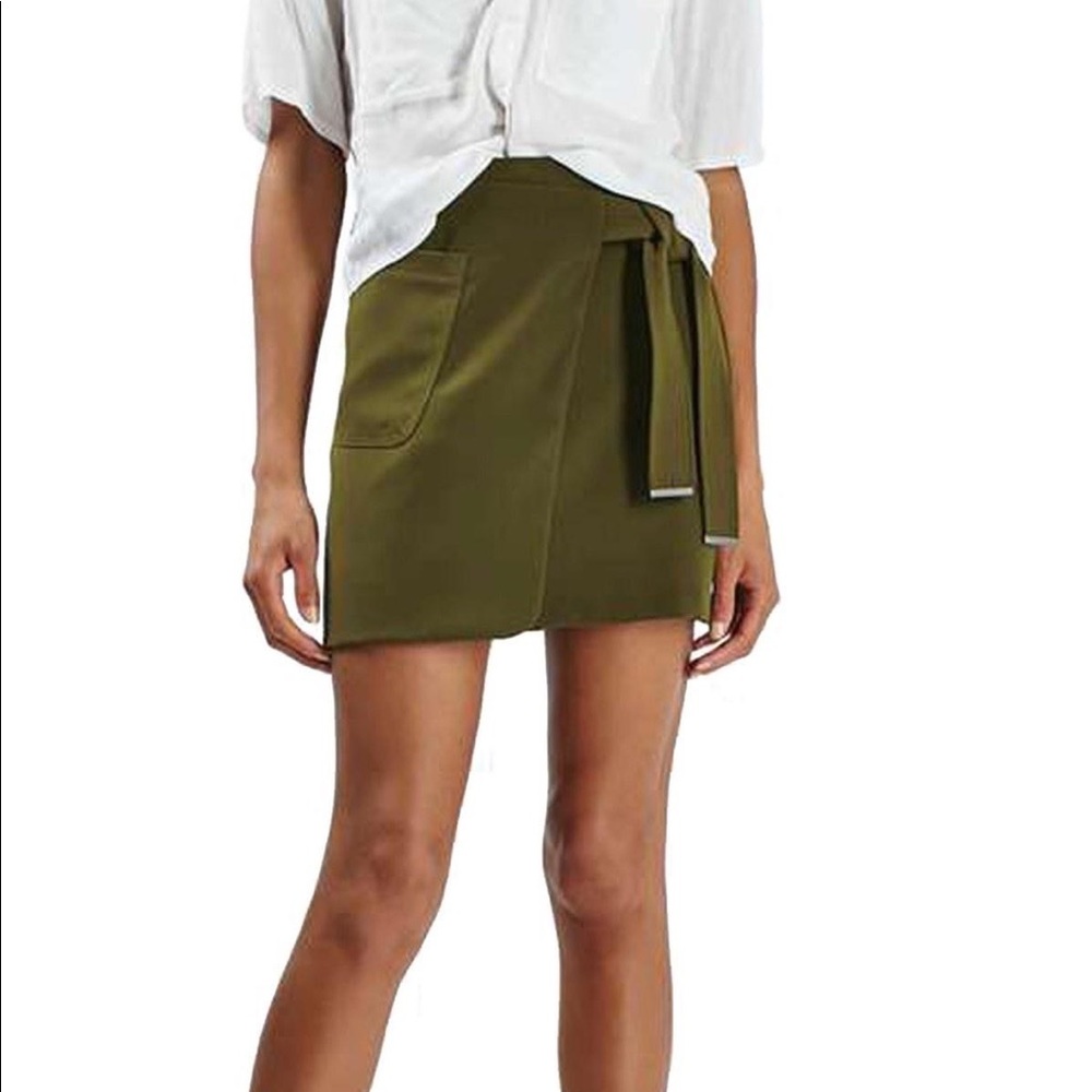 Topshop utility wrap skirt in olive